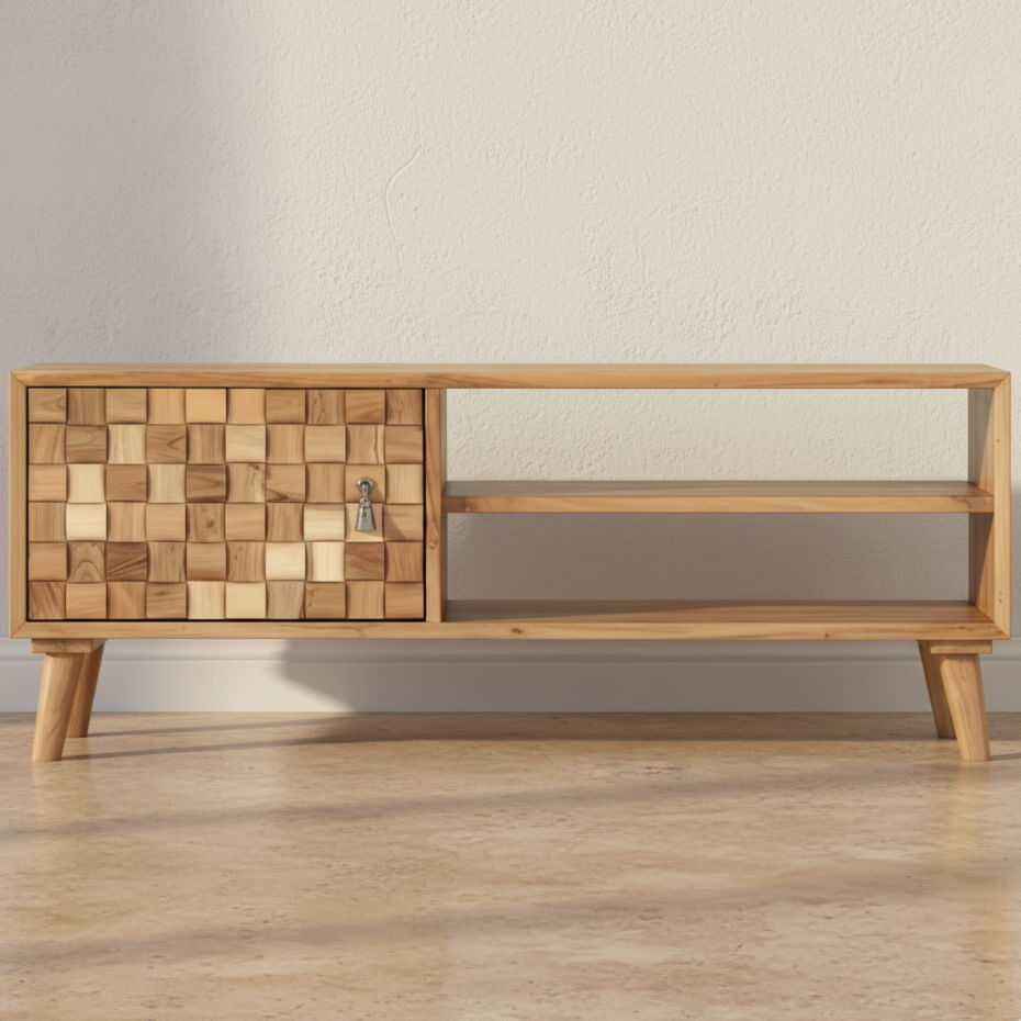 Meuble TV bois acacia naturel