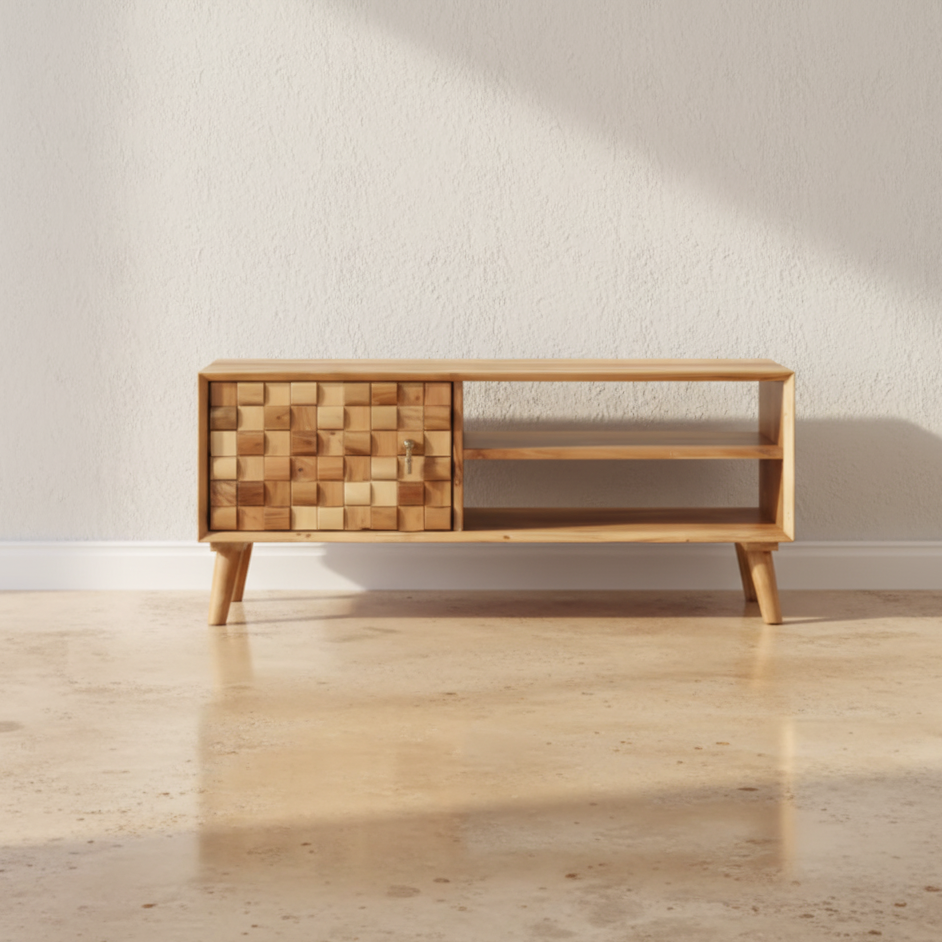 Meuble TV bois acacia naturel