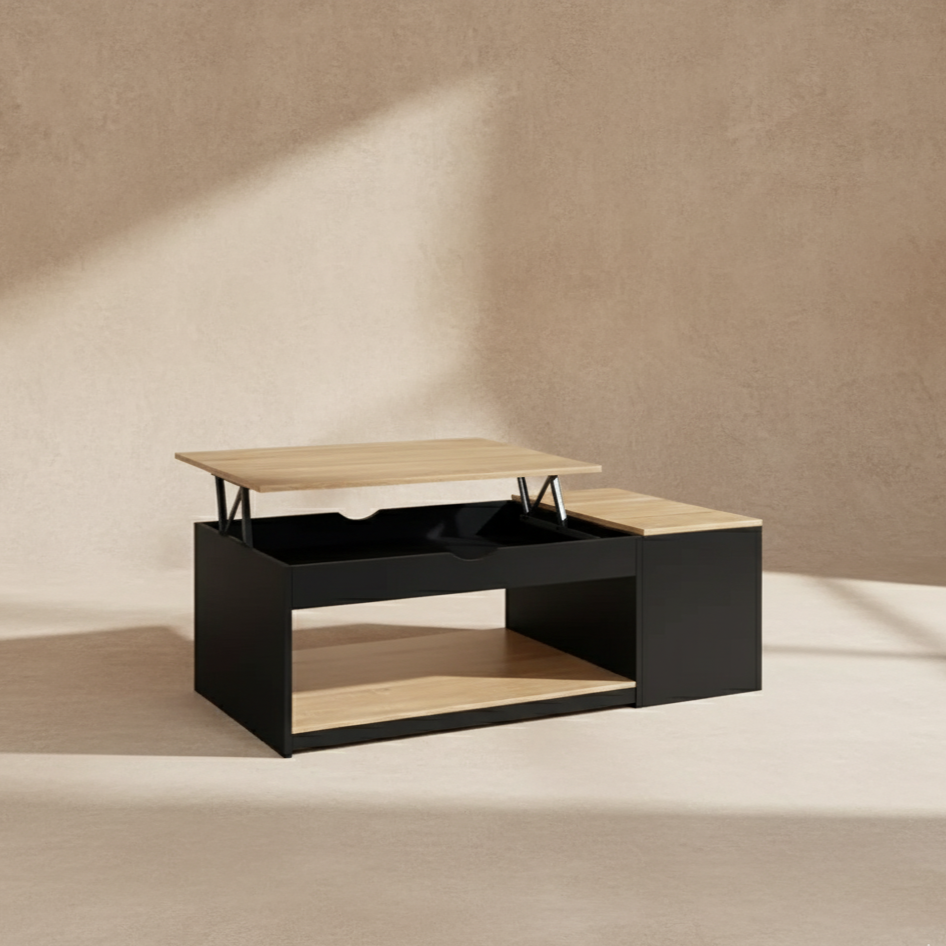 Table basse relevable bois noir