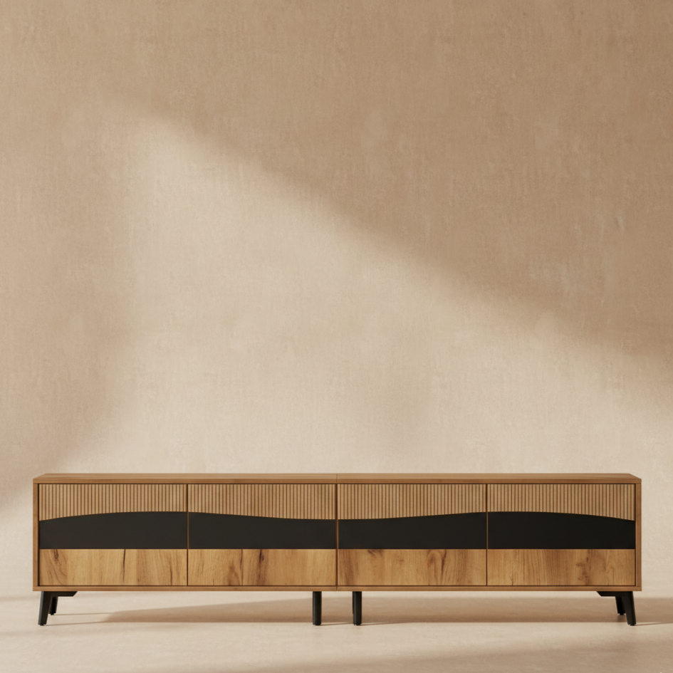 Meuble TV bois et noir design