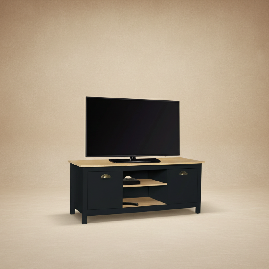 Meuble TV bois noir campagne