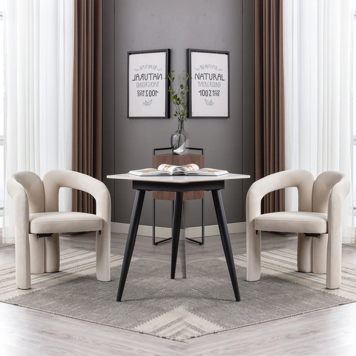 Chaises de salle à manger velours moderne (lot de 2)