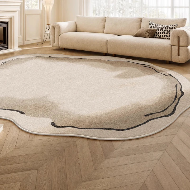 Tapis salon doux forme irrégulière