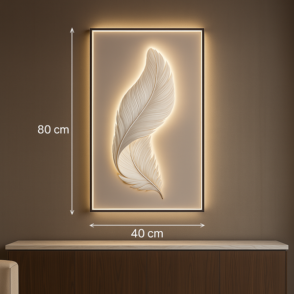 Tableau mural LED plume design