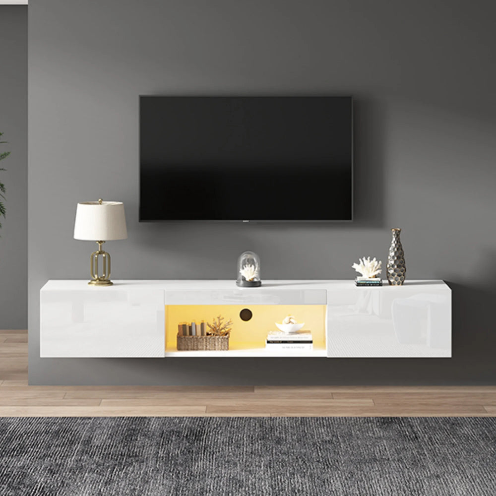 Meuble TV mural blanc LED