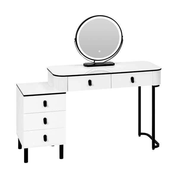 Coiffeuse blanche moderne avec miroir LED