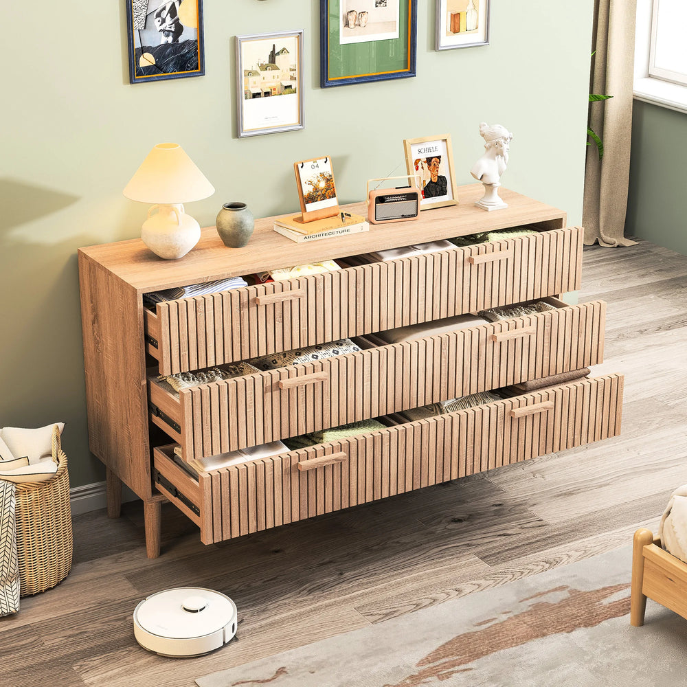 Commode 6 tiroirs bois naturel moderne