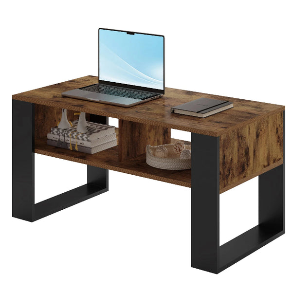 Table basse industrielle bois métal rangement