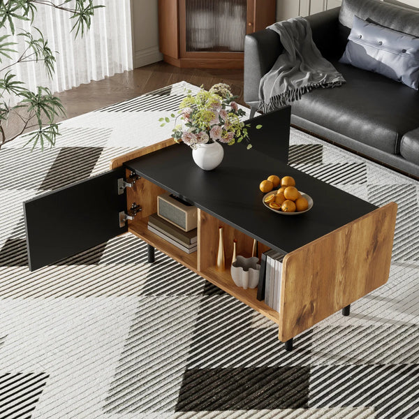 Table basse bois noir design rangement