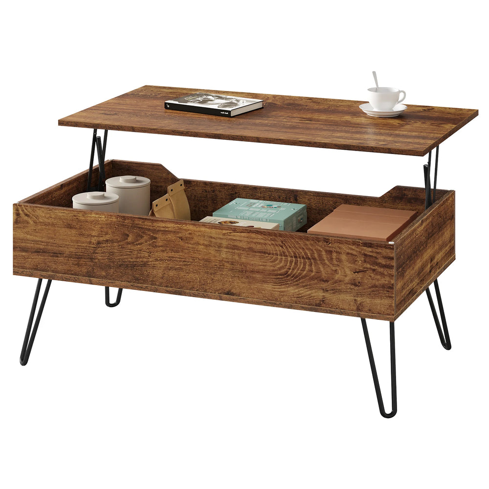 Table basse relevable bois vintage