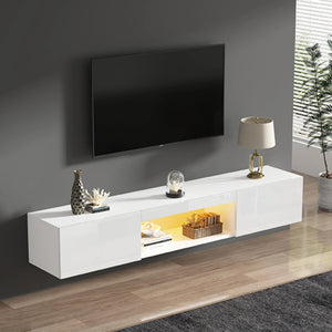 Meuble TV mural blanc LED