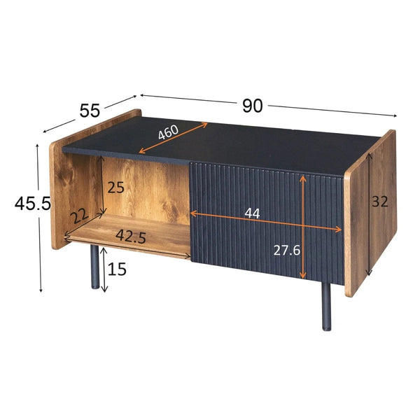 Table basse bois noir design rangement