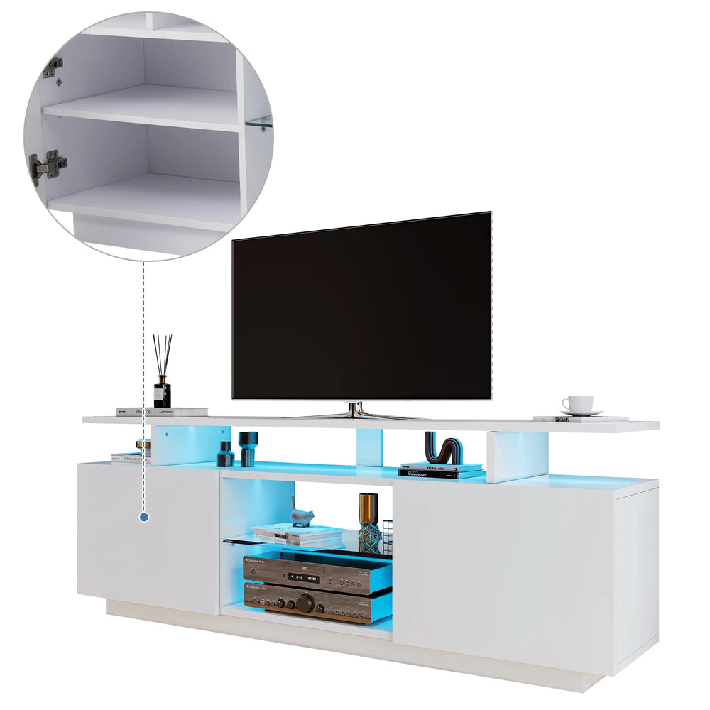 Meuble TV scandinave blanc LED