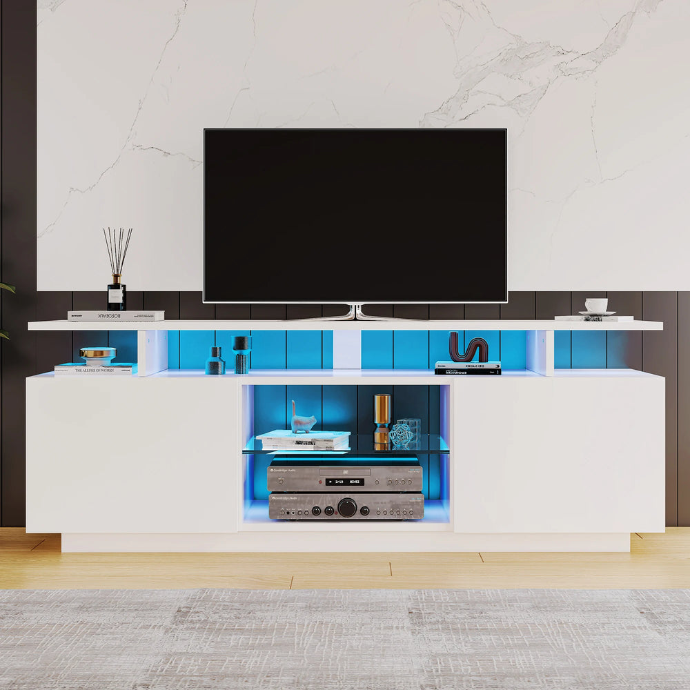 Meuble TV scandinave blanc LED