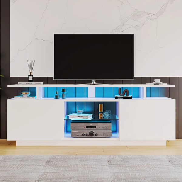 Meuble TV scandinave blanc LED