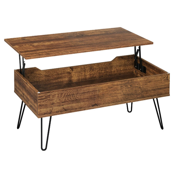 Table basse relevable bois vintage