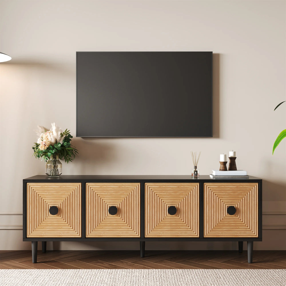 Meuble TV bois graphique noir