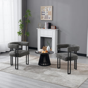 Chaises modernes en chenille gris foncé (lot de 2)