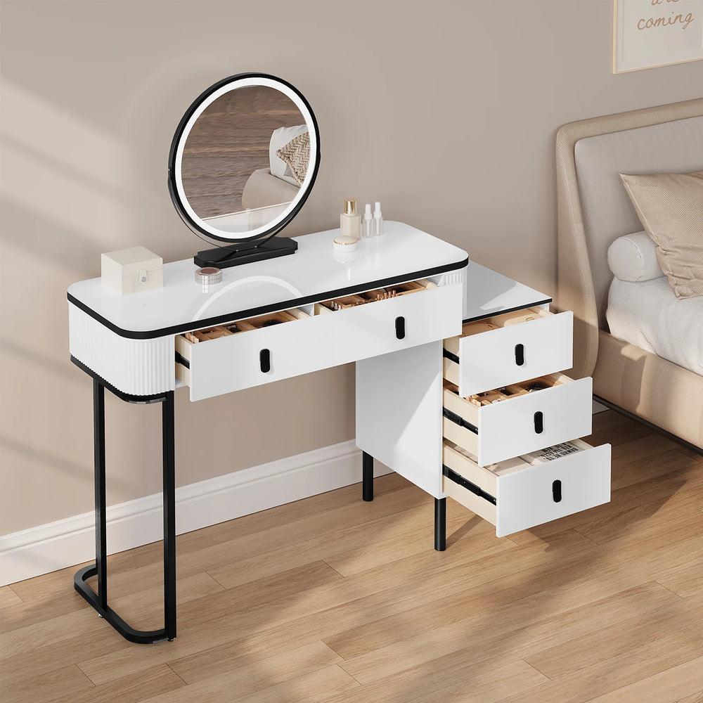 Coiffeuse blanche moderne avec miroir LED
