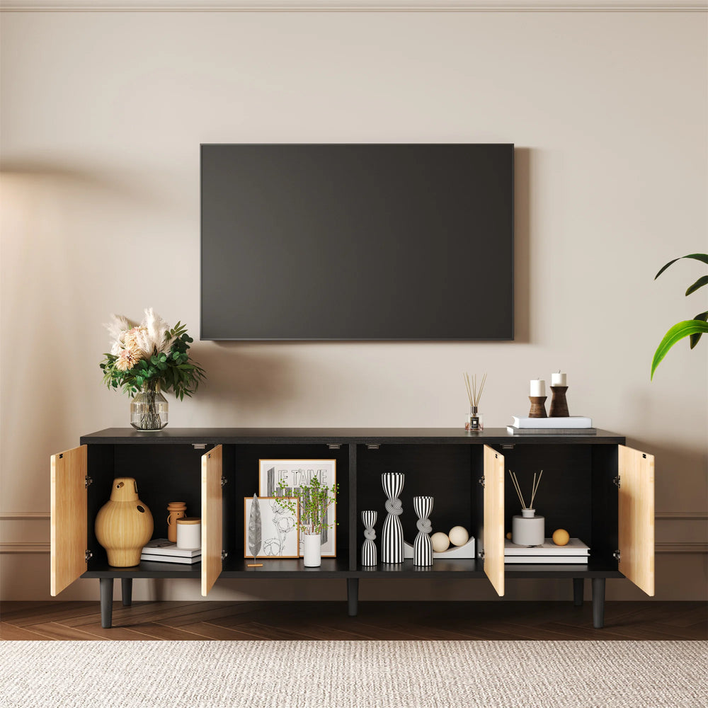 Meuble TV bois graphique noir