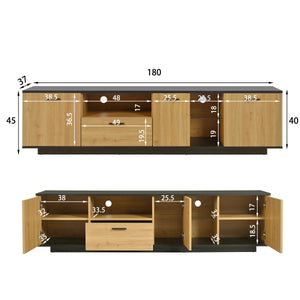 Meuble TV bois noir LED