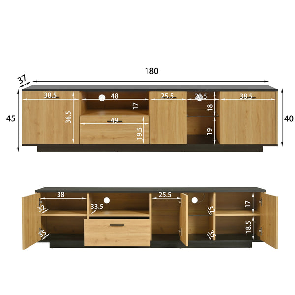 Meuble TV bois noir LED