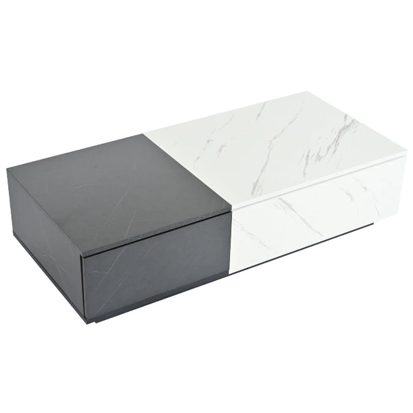 Table basse moderne marbre noir-blanc
