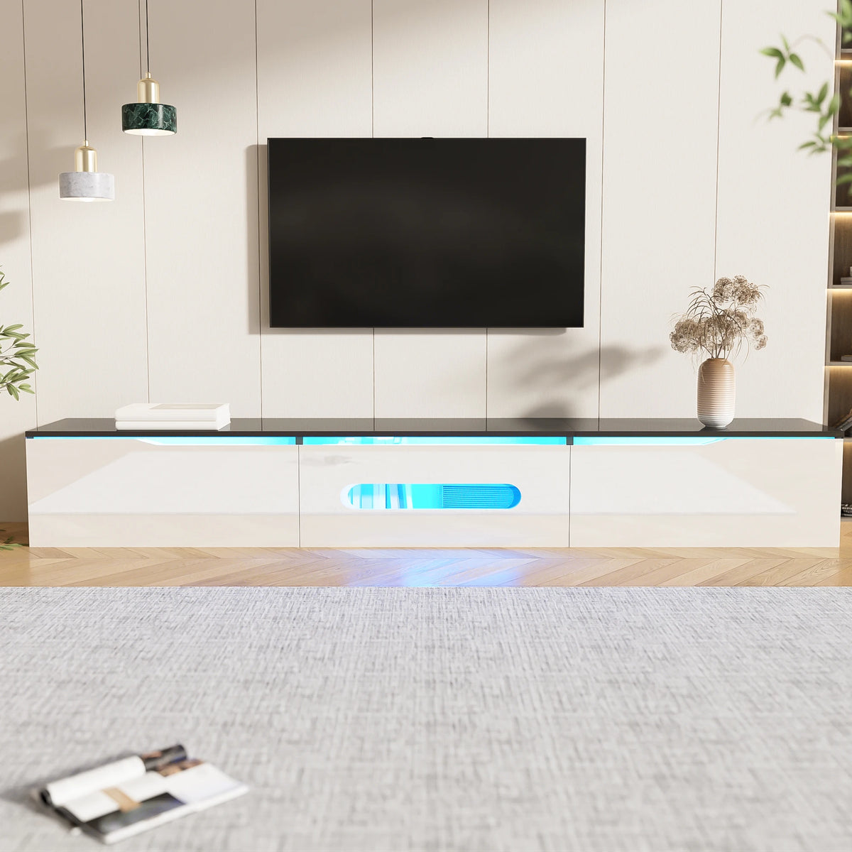Meuble TV moderne laqué LED