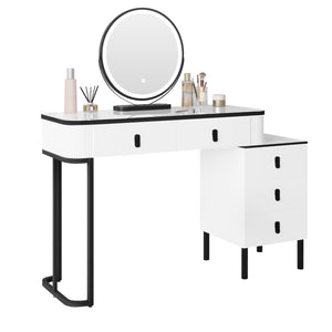 Coiffeuse blanche moderne avec miroir LED