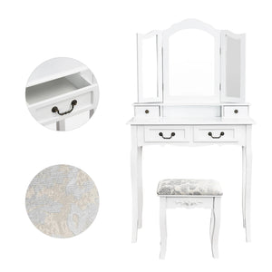 Coiffeuse bois blanc miroir vintage