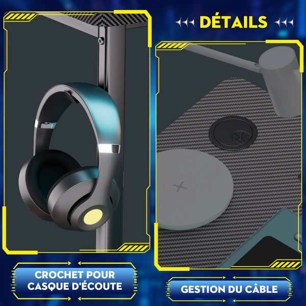 Bureau gaming d’angle avec USB