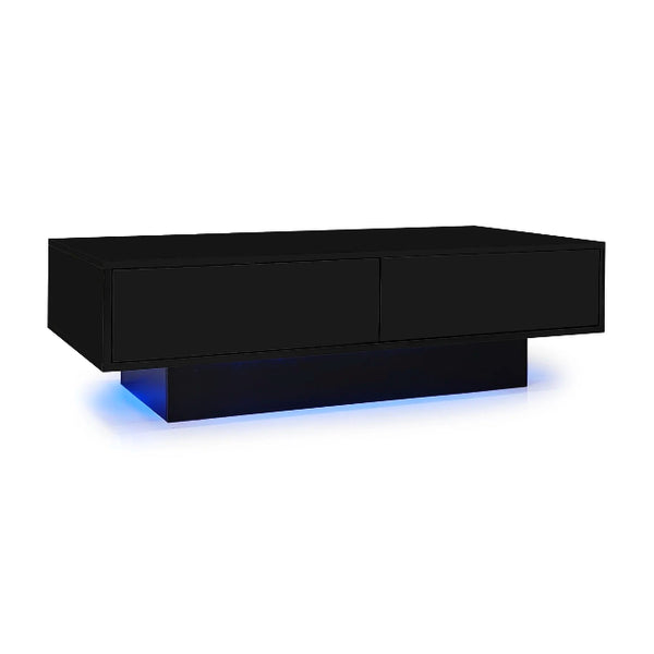 Table basse noire laquée LED