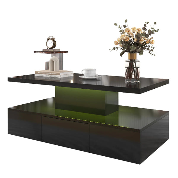 Table basse design noire brillante