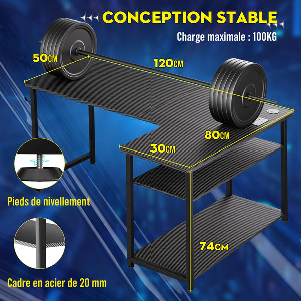 Bureau gaming d’angle avec USB