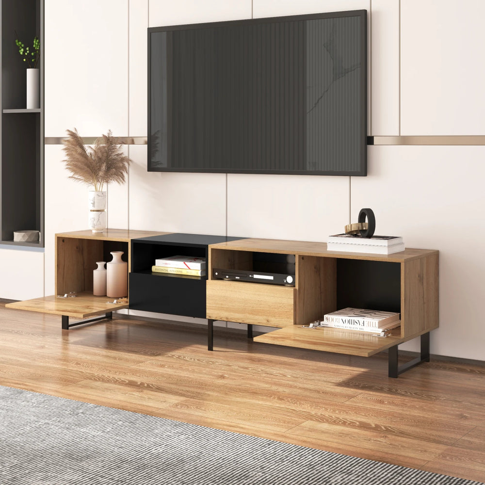 Meuble TV chêne clair noir design