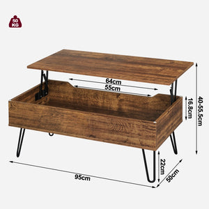 Table basse relevable bois vintage