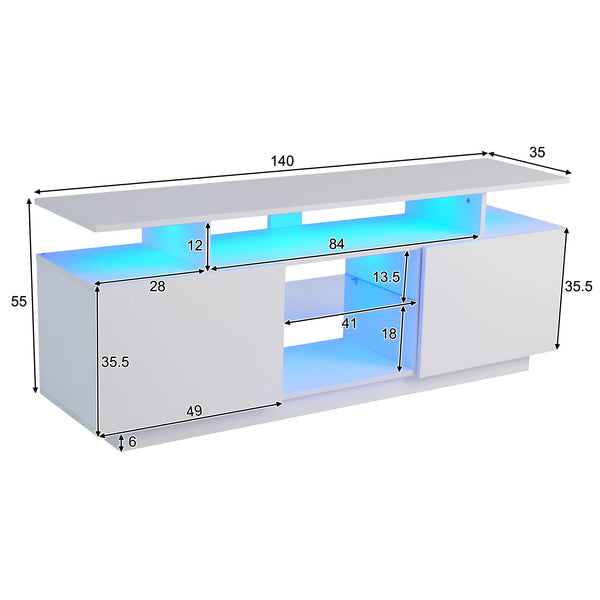Meuble TV scandinave blanc LED
