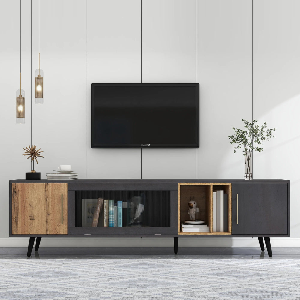 Meuble TV moderne bois et gris