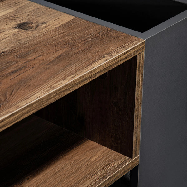 Table basse design bois nervuré anthracite