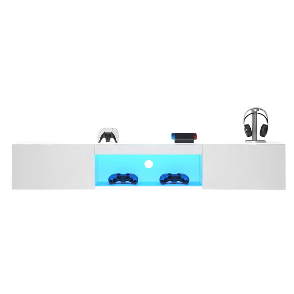 Meuble TV mural blanc LED