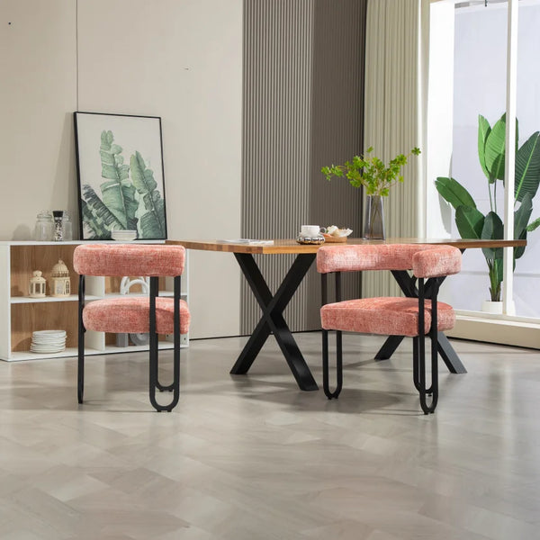 Chaise de salle à manger velours rose design (lot de 2)