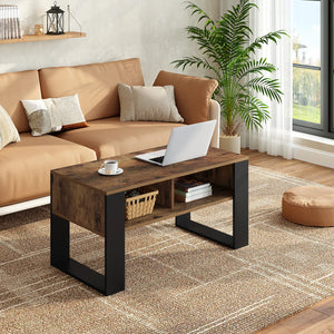 Table basse industrielle bois métal rangement