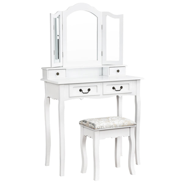 Coiffeuse bois blanc miroir vintage