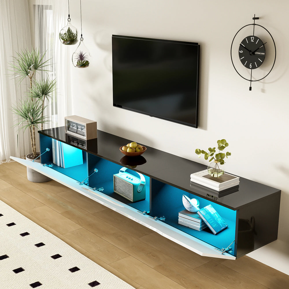 Meuble TV moderne laqué LED