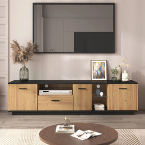 Meuble TV bois noir LED