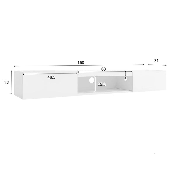 Meuble TV mural blanc LED