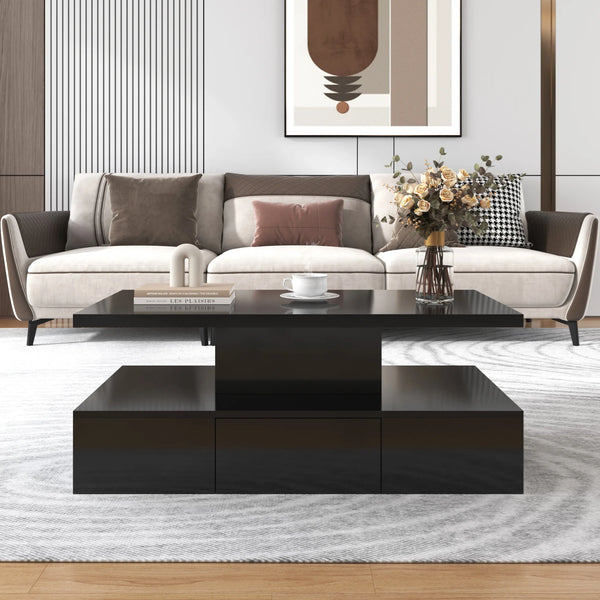 Table basse design noire brillante