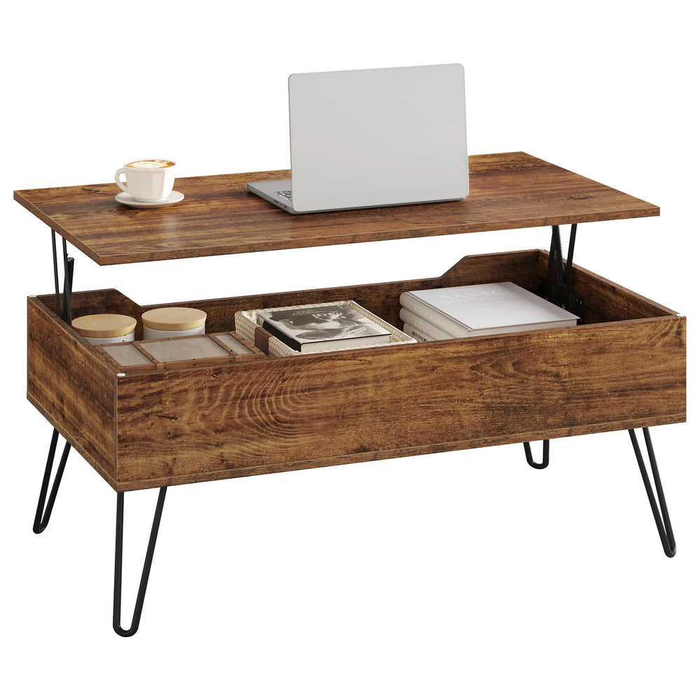 Table basse relevable bois vintage