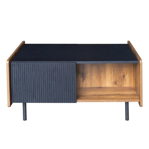 Table basse bois noir design rangement