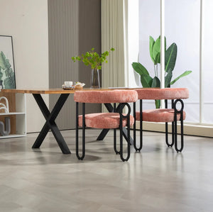 Chaise de salle à manger velours rose design (lot de 2)